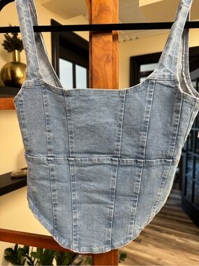 Light Wash Denim Corset Tank Top